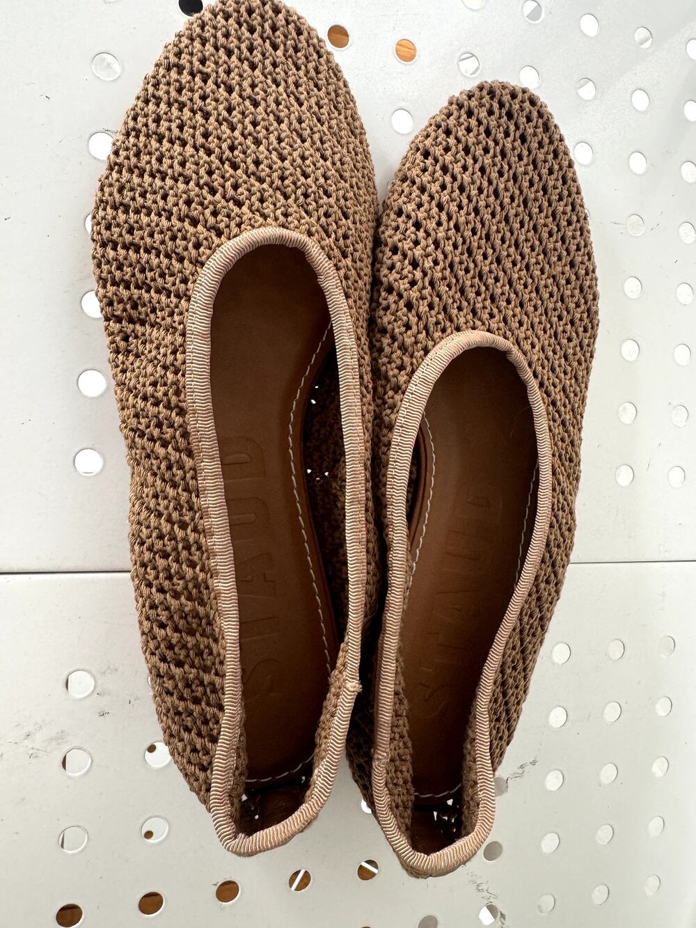 New STAUD Alba woven ballet flats in Brown 37